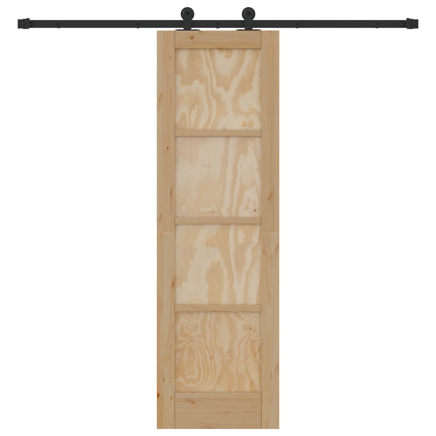 Sliding Door Natural and Black 61 x 198.5 cm Solid Pine Wood