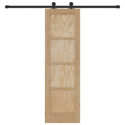 Sliding Door Natural and Black 61 x 198.5 cm Solid Pine Wood