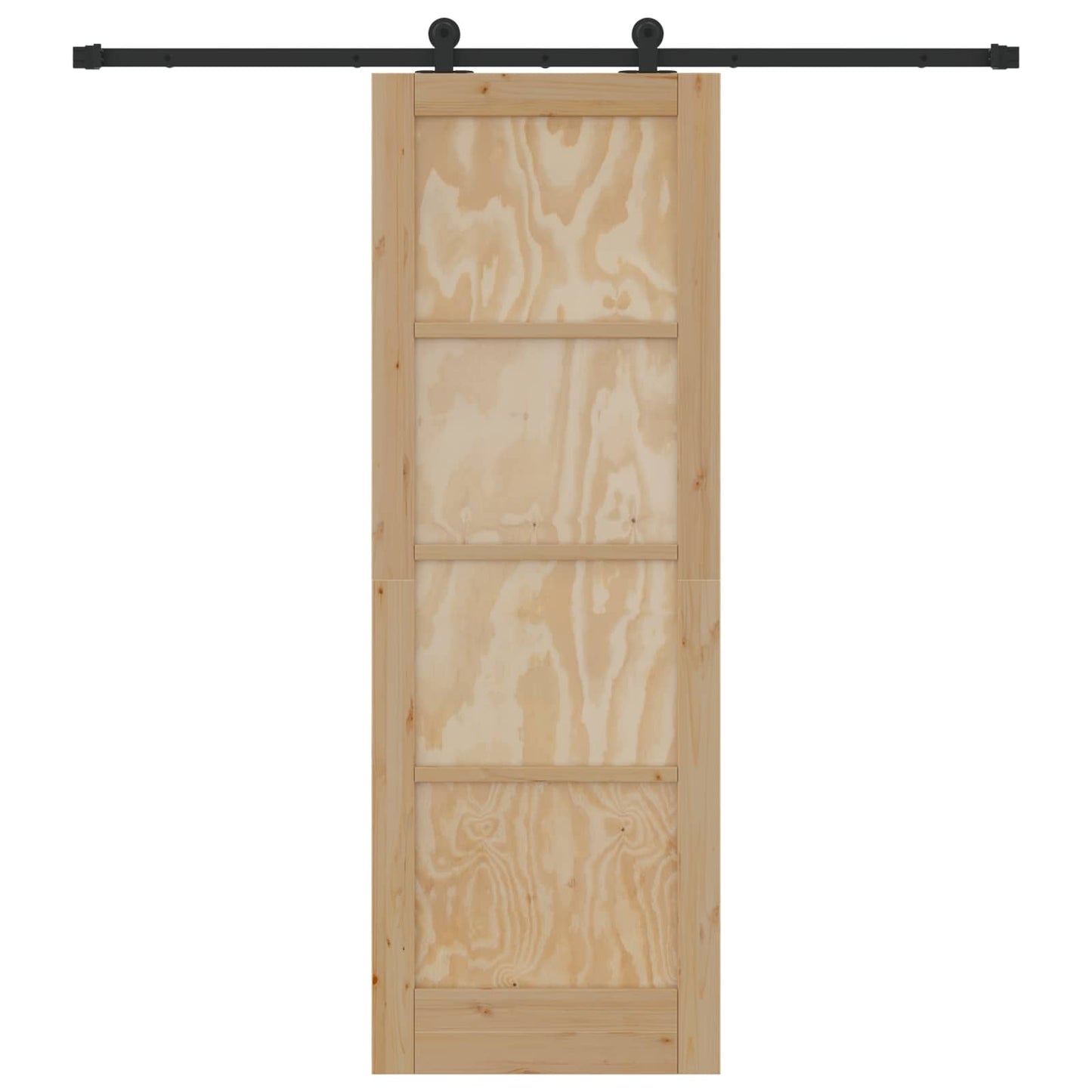 Sliding Door Natural and Black 73.5 x 211 cm Solid Pine Wood