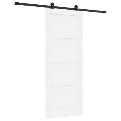 Sliding Door White and Black 83 x 202 cm Solid Pine Wood