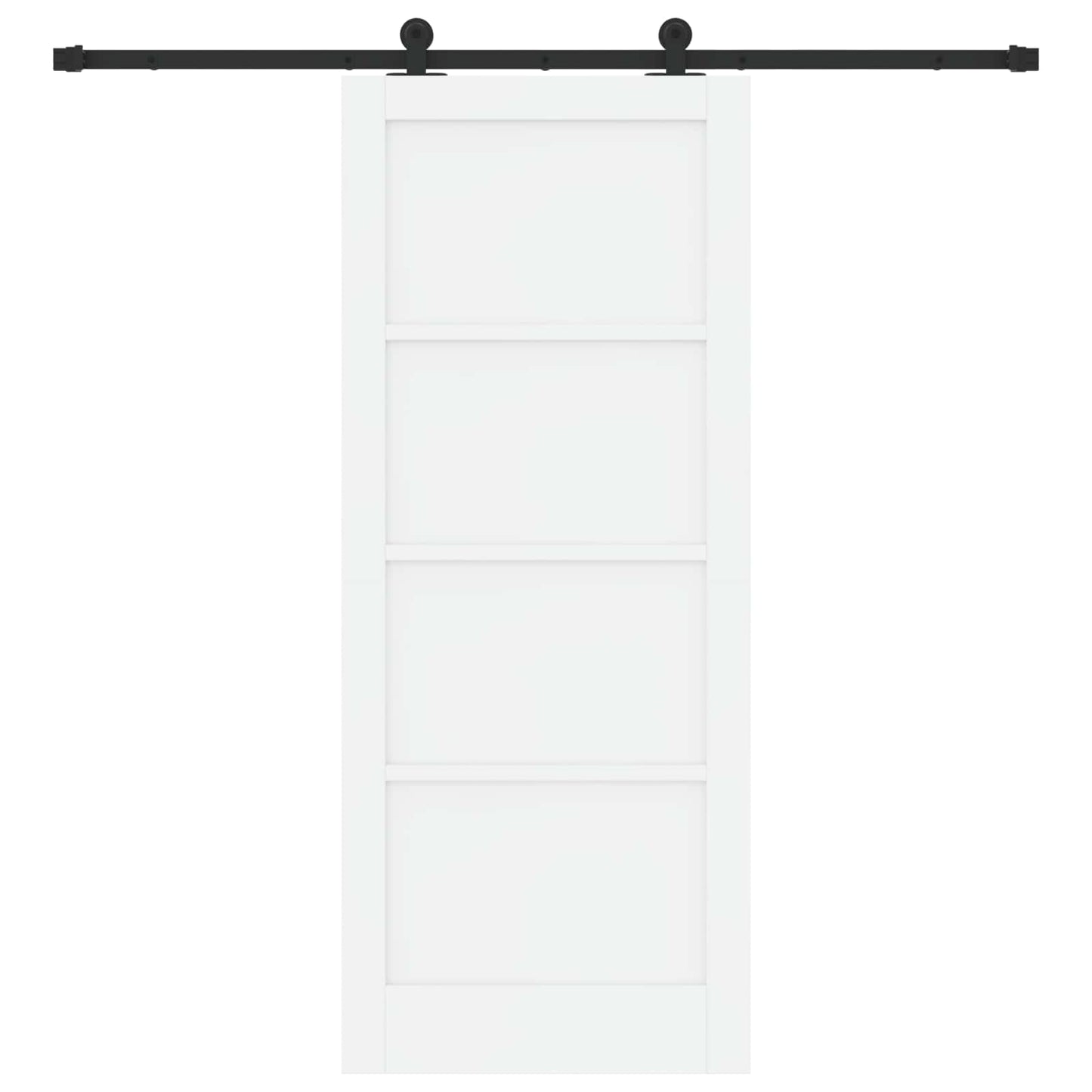 Sliding Door White and Black 83 x 202 cm Solid Pine Wood
