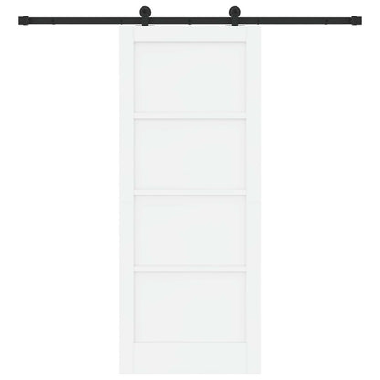 Sliding Door White and Black 83 x 202 cm Solid Pine Wood