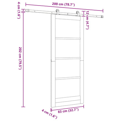 Sliding Door White and Black 83 x 202 cm Solid Pine Wood