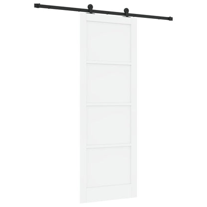 Sliding Door White and Black 83 x 232 cm Solid Pine Wood