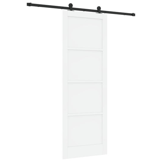 Sliding Door White and Black 83 x 232 cm Solid Pine Wood