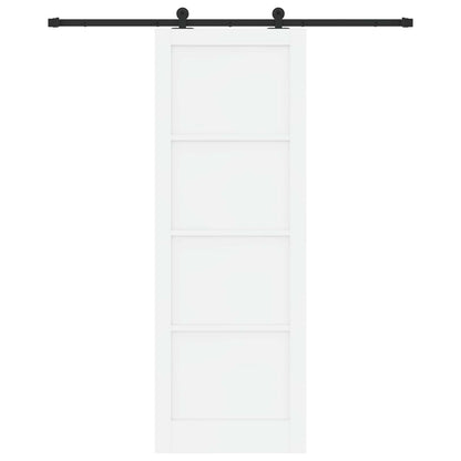 Sliding Door White and Black 83 x 232 cm Solid Pine Wood