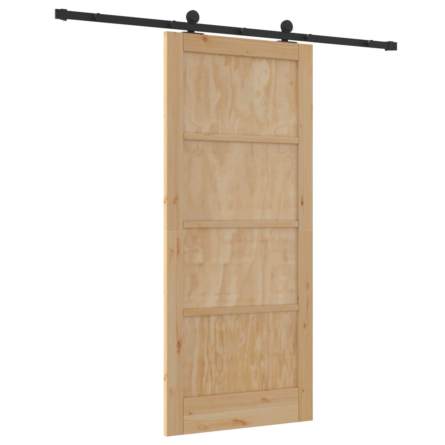 Sliding Door Natural and Black 86 x 198.5 cm Solid Pine Wood