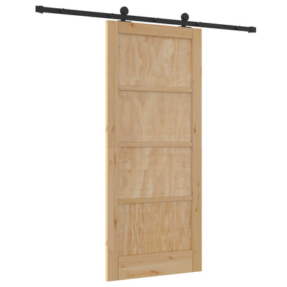 Sliding Door Natural and Black 86 x 198.5 cm Solid Pine Wood