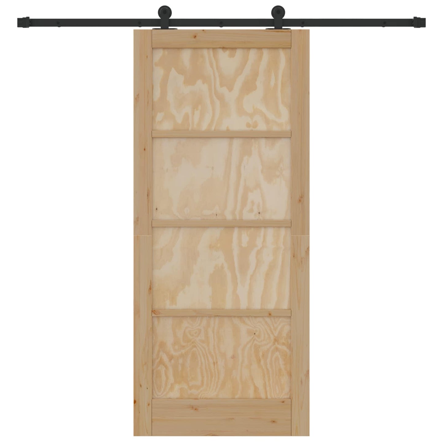 Sliding Door Natural and Black 86 x 198.5 cm Solid Pine Wood