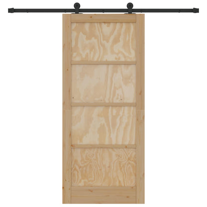 Sliding Door Natural and Black 86 x 198.5 cm Solid Pine Wood