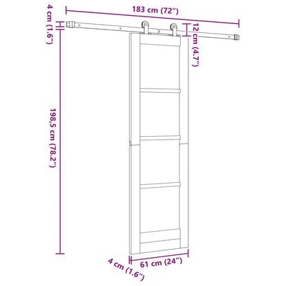 Sliding Door Natural and White 61 x 198.5 cm Solid Pine Wood
