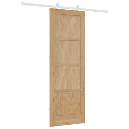 Sliding Door Natural and White 73.5 x 211 cm Solid Pine Wood
