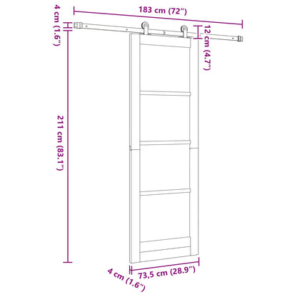 Sliding Door Natural and White 73.5 x 211 cm Solid Pine Wood