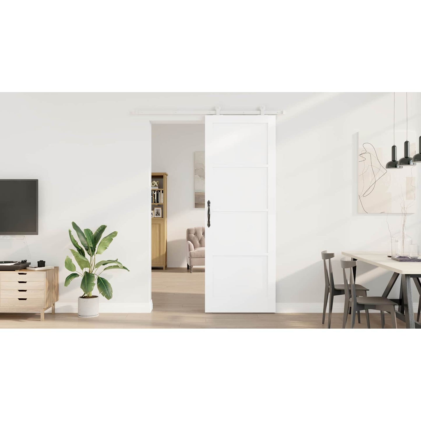 Sliding Door White 83 x 232 cm Solid Pine Wood