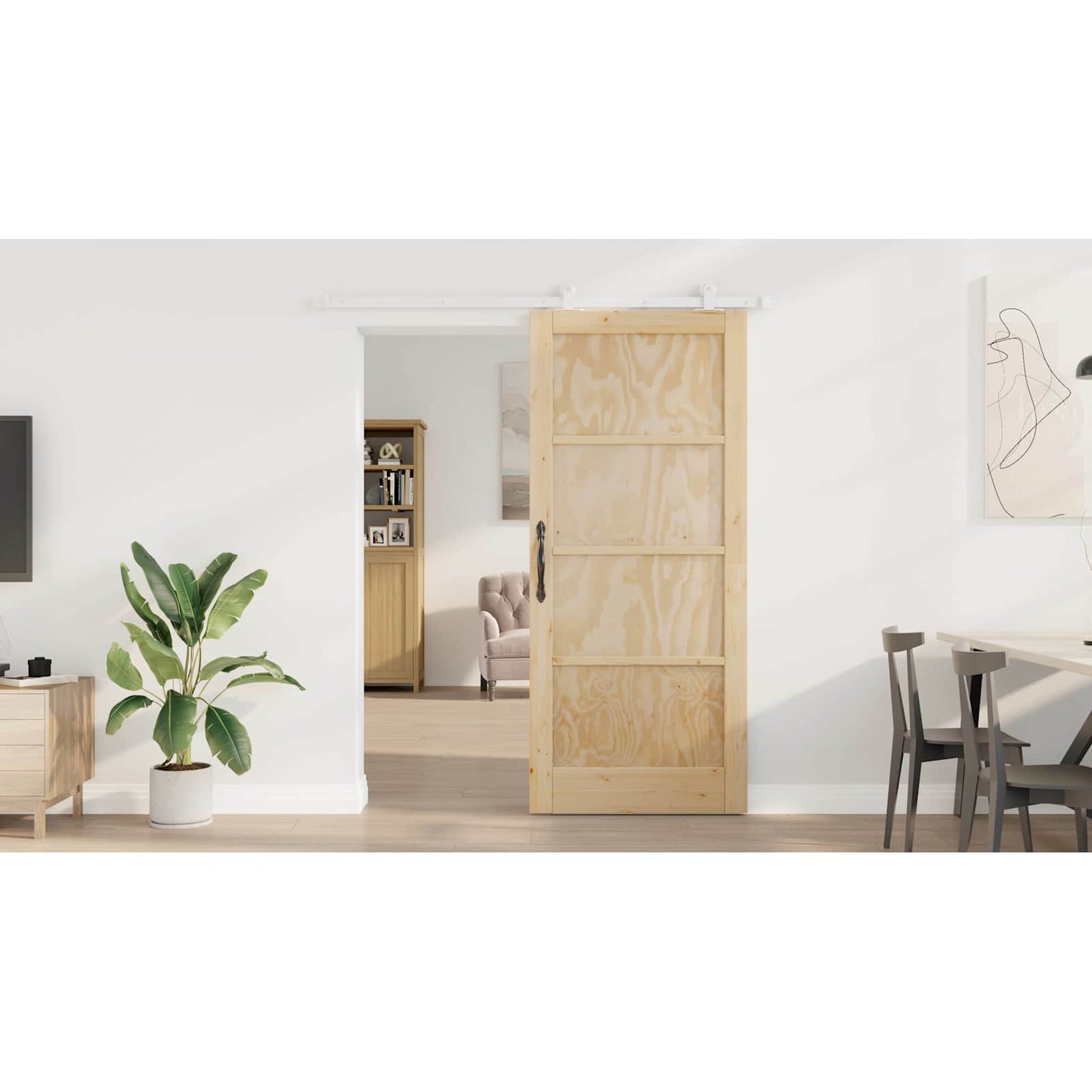 Sliding Door Natural and White 86 x 198.5 cm Solid Pine Wood