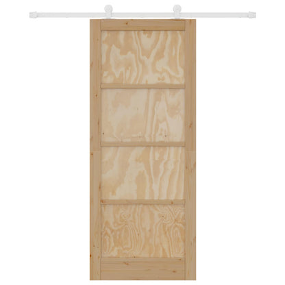 Sliding Door Natural and White 86 x 211 cm Solid Pine Wood