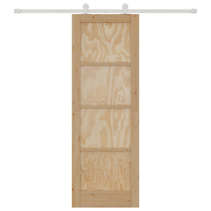 Sliding Door Natural and White 73.5 x 211 cm Solid Pine Wood