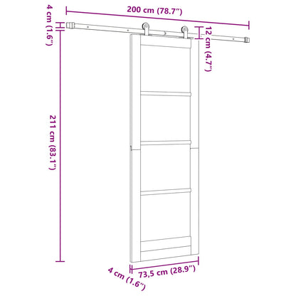 Sliding Door Natural and White 73.5 x 211 cm Solid Pine Wood