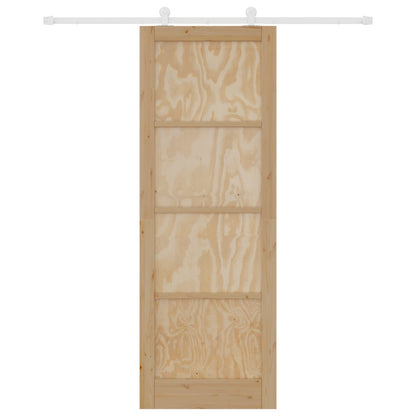 Sliding Door Natural and White 83 x 232 cm Solid Pine Wood