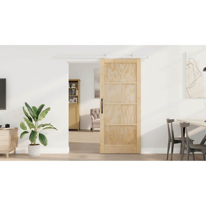 Sliding Door Natural and White 86 x 198.5 cm Solid Pine Wood