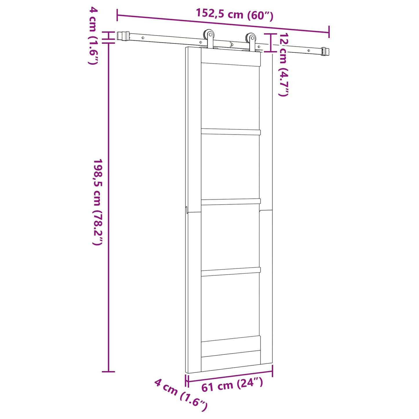 Sliding Door ORKDAL Natural 61 x 198.5 cm Solid Pine Wood