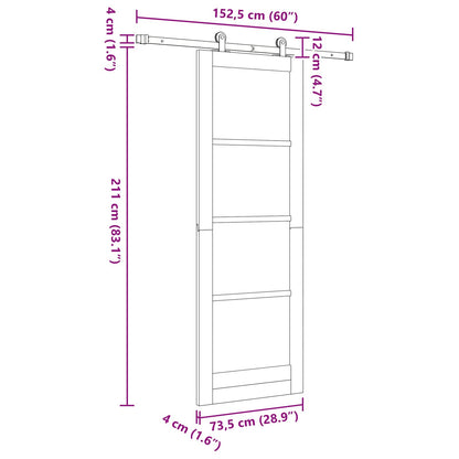 Sliding Door ORKDAL Natural 73.5 x 211 cm Solid Pine Wood
