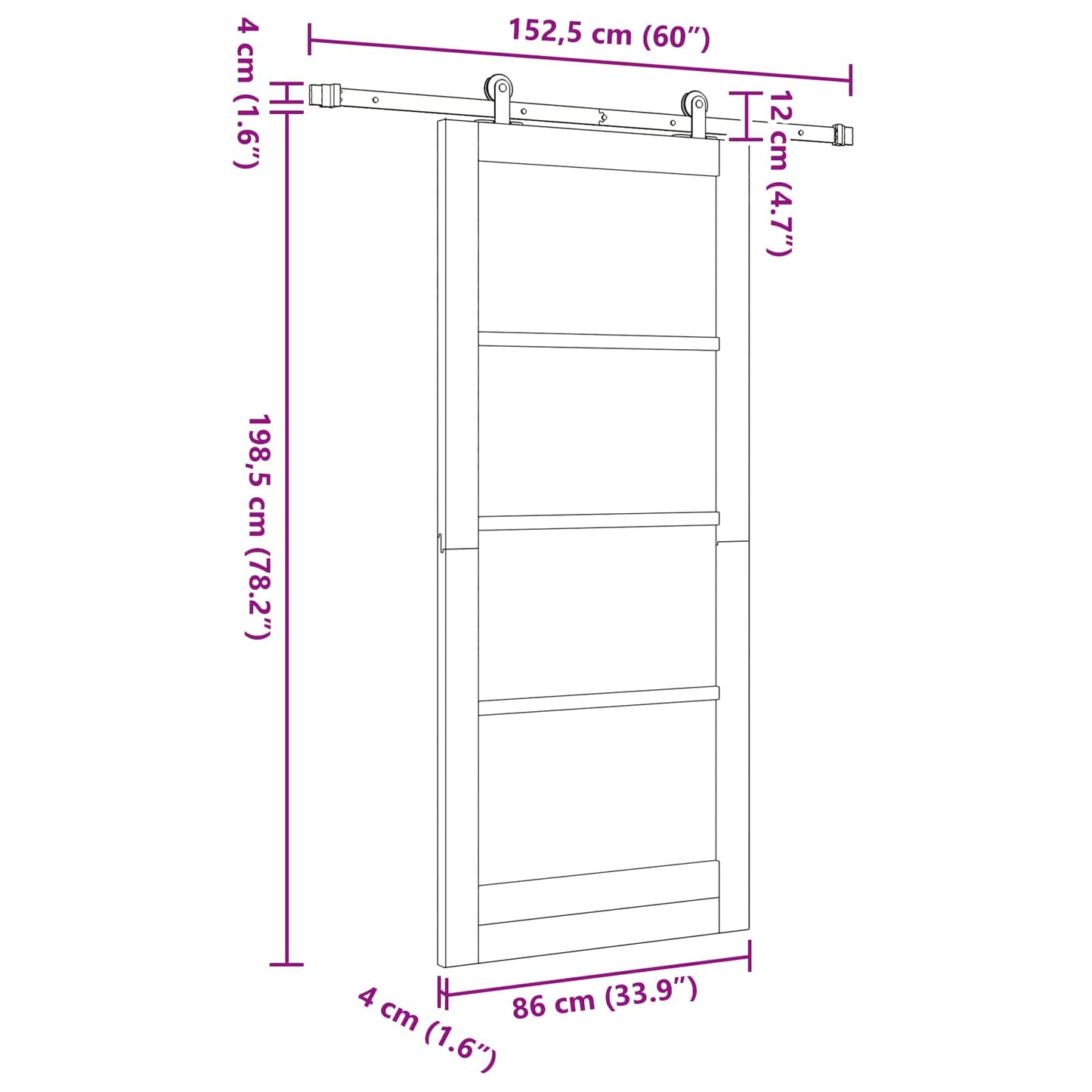 Sliding Door ORKDAL Natural 86 x 198.5 cm Solid Pine Wood