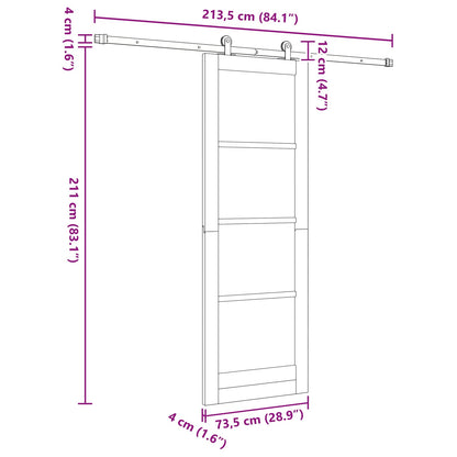 Sliding Door ORKDAL Natural 73.5 x 211 cm Solid Pine Wood
