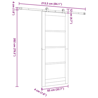Sliding Door ORKDAL White 83 x 202 cm Solid Pine Wood