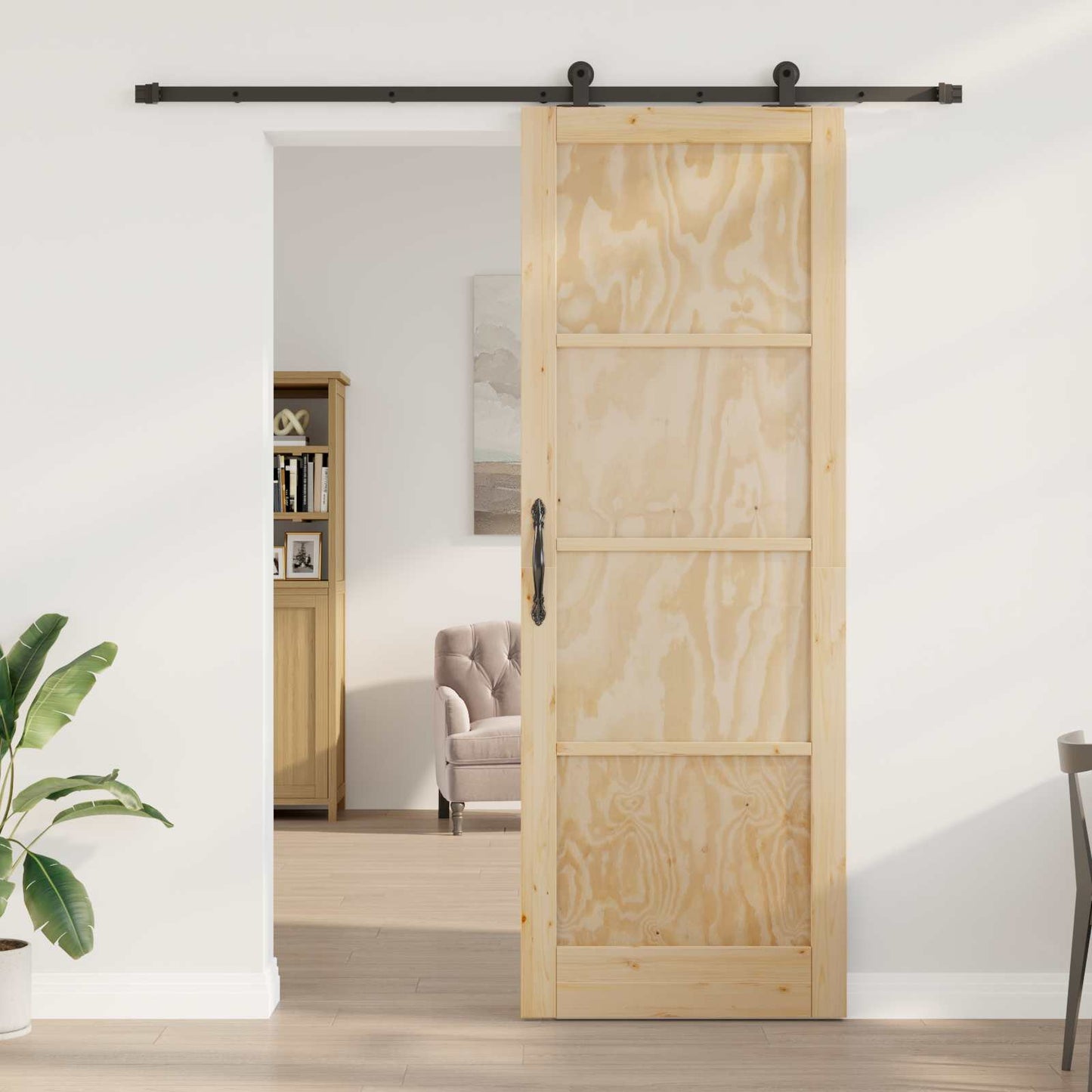 Sliding Door ORKDAL Natural 83 x 232 cm Solid Pine Wood