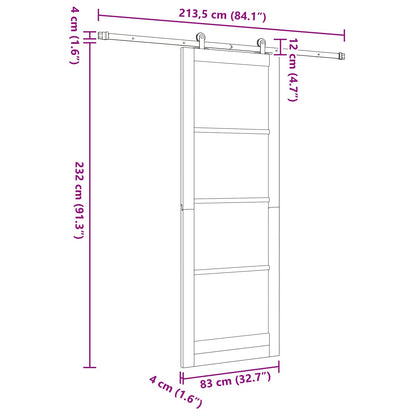 Sliding Door ORKDAL White 83 x 232 cm Solid Pine Wood