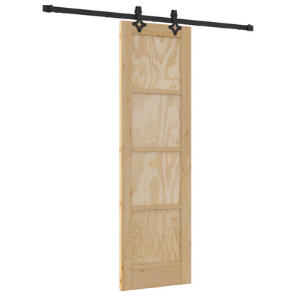 Sliding Door Natural and Black 61 x 198.5 cm Solid Pine Wood