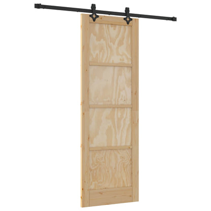 Sliding Door Natural and Black 73.5 x 211 cm Solid Pine Wood