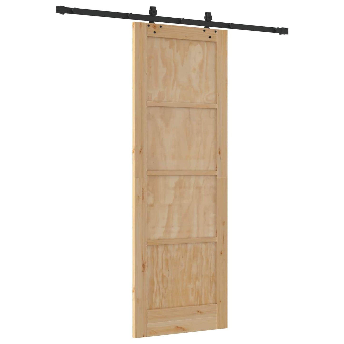 Sliding Door Natural and Black 73.5 x 211 cm Solid Pine Wood