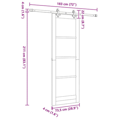Sliding Door Natural and Black 73.5 x 211 cm Solid Pine Wood