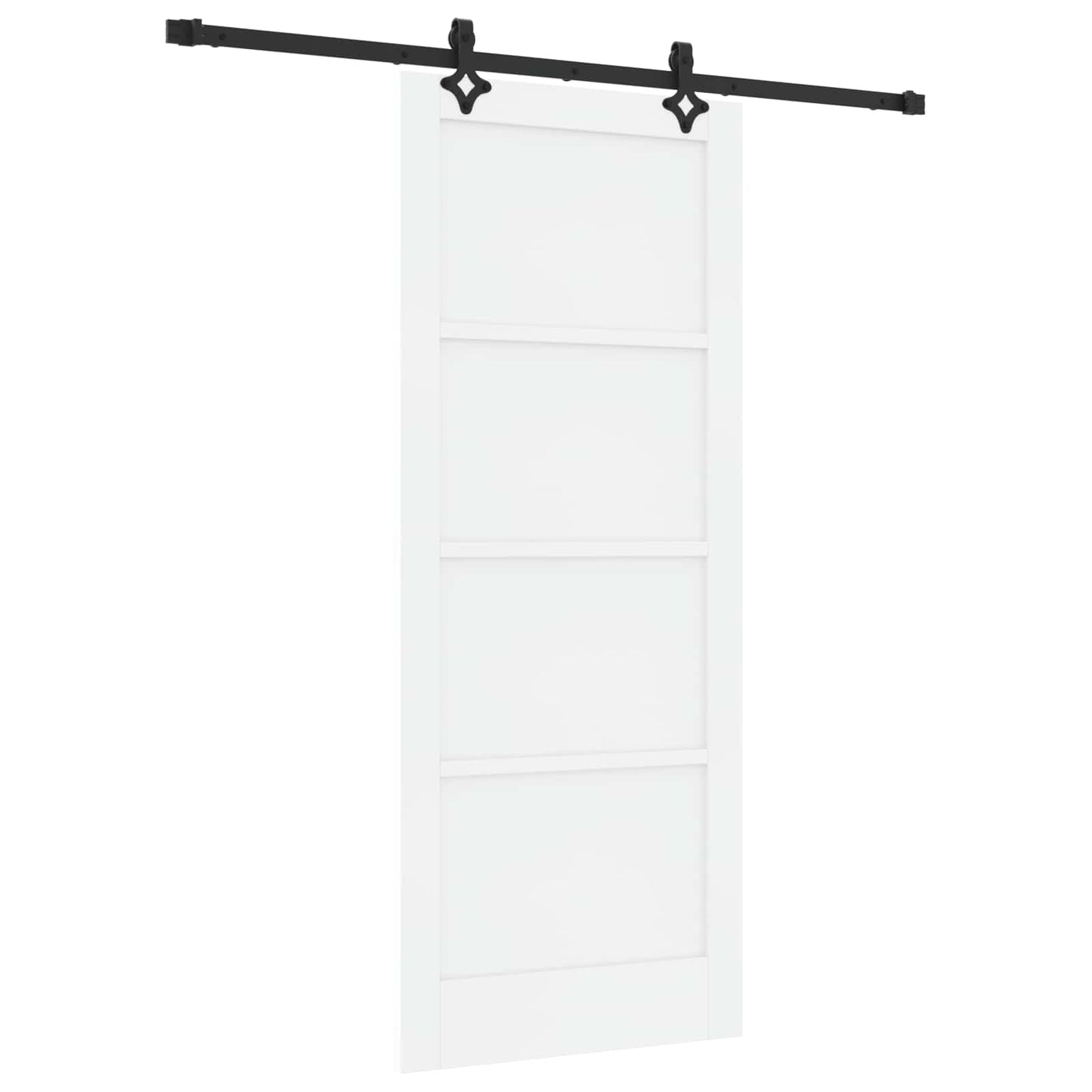 Sliding Door White and Black 83 x 202 cm Solid Pine Wood