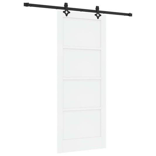 Sliding Door White and Black 83 x 202 cm Solid Pine Wood