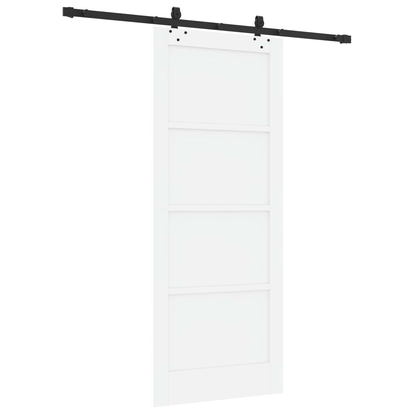 Sliding Door White and Black 83 x 202 cm Solid Pine Wood