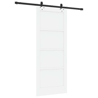 Sliding Door White and Black 83 x 202 cm Solid Pine Wood