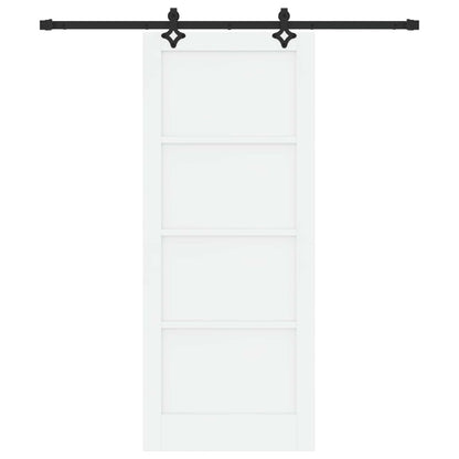 Sliding Door White and Black 83 x 202 cm Solid Pine Wood