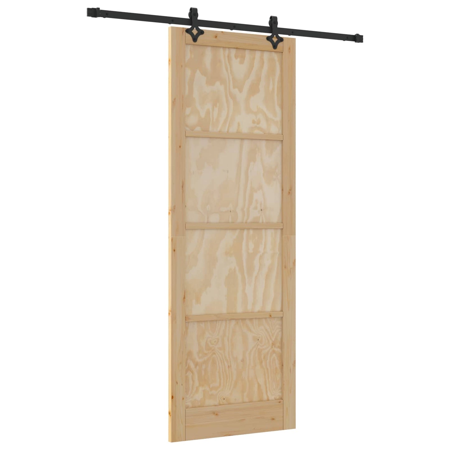 Sliding Door Natural and Black 83 x 232 cm Solid Pine Wood