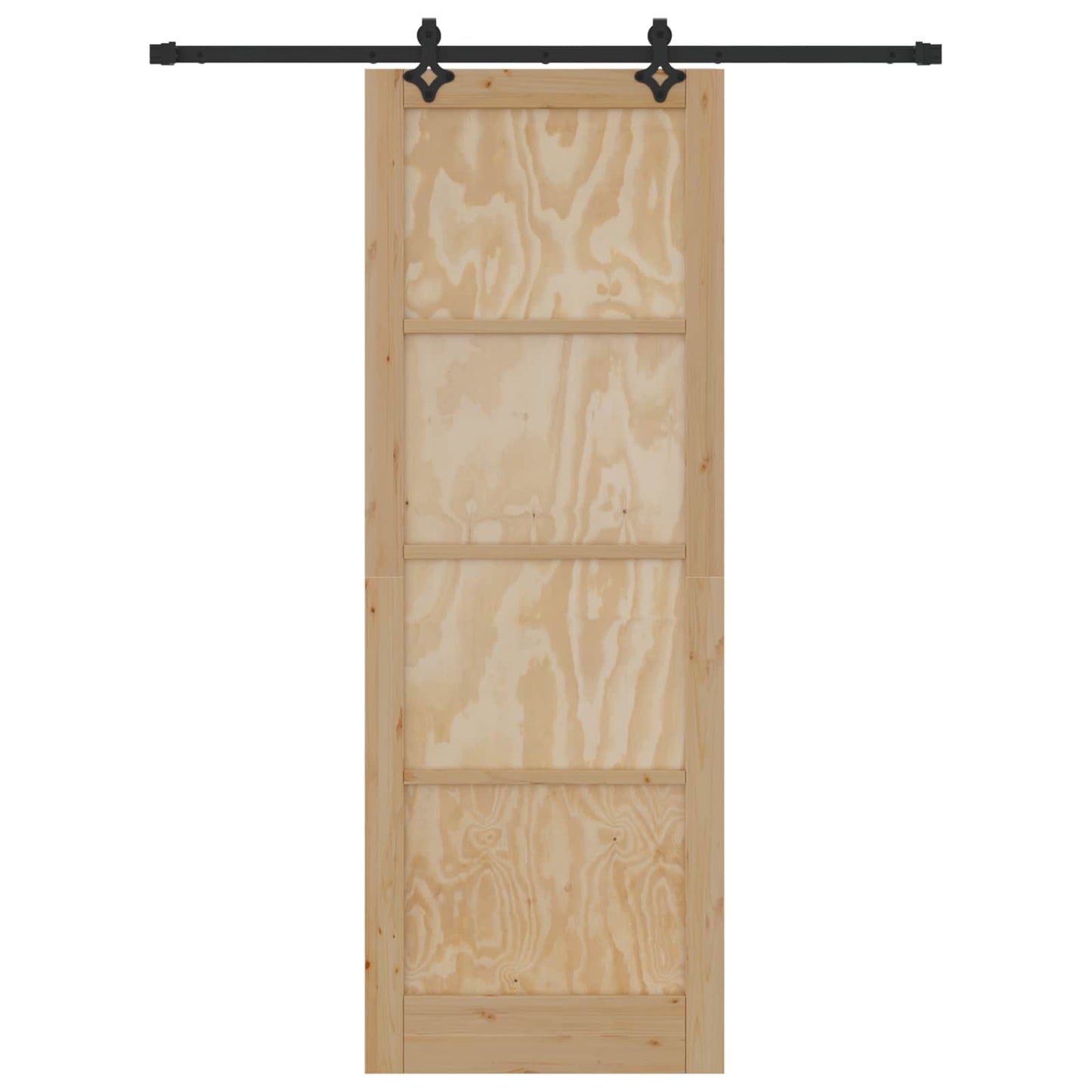 Sliding Door Natural and Black 83 x 232 cm Solid Pine Wood