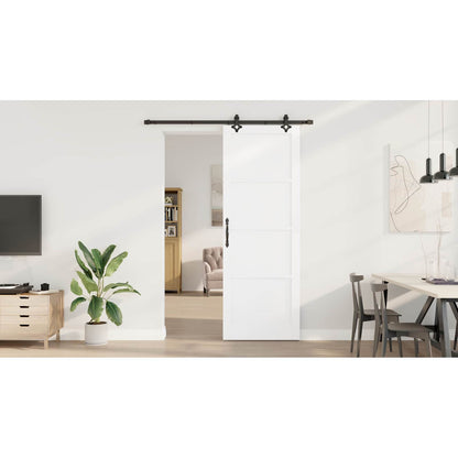 Sliding Door White and Black 83 x 232 cm Solid Pine Wood