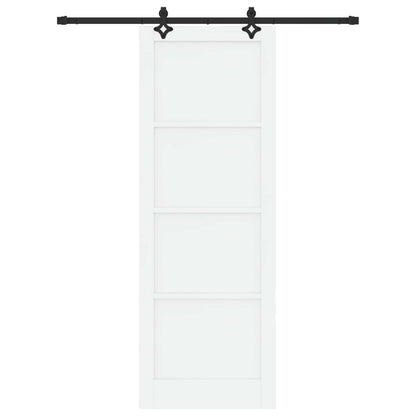 Sliding Door White and Black 83 x 232 cm Solid Pine Wood