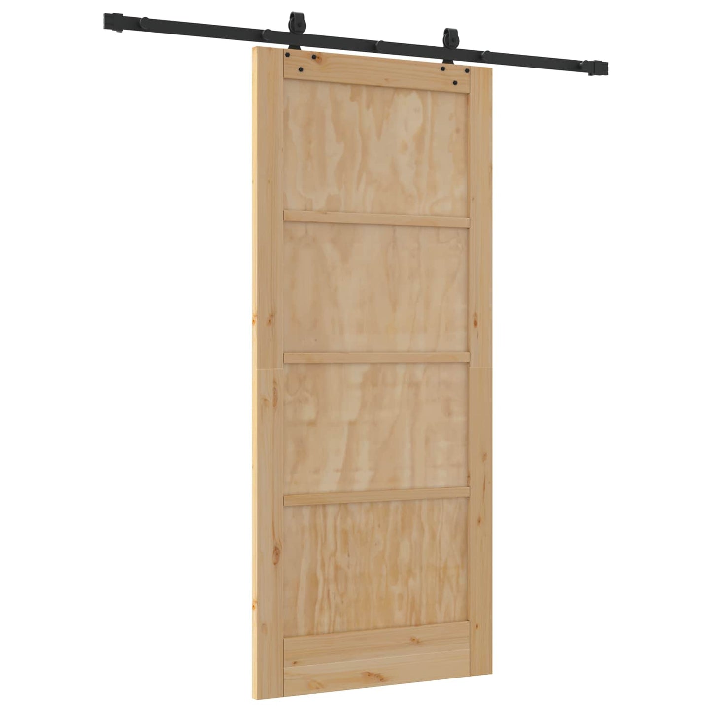 Sliding Door Natural and Black 86 x 198.5 cm Solid Pine Wood