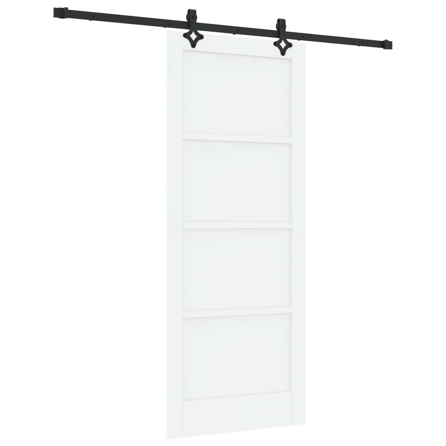 Sliding Door White and Black 83 x 202 cm Solid Pine Wood