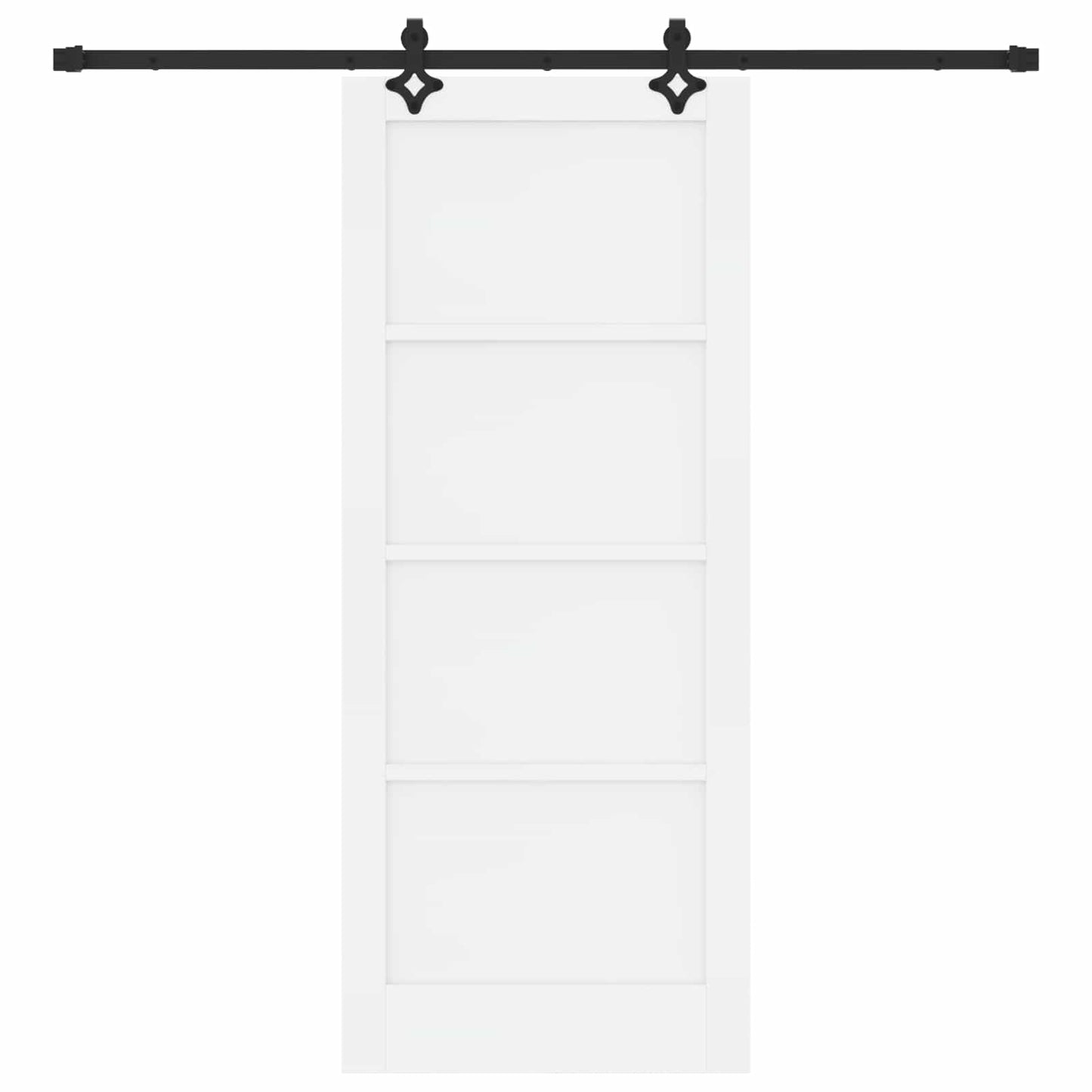 Sliding Door White and Black 83 x 202 cm Solid Pine Wood
