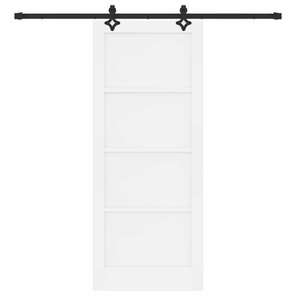 Sliding Door White and Black 83 x 202 cm Solid Pine Wood
