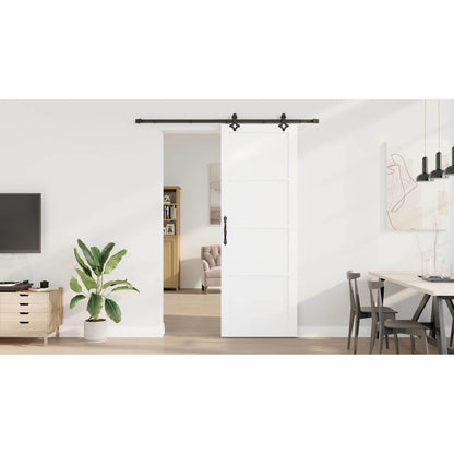 Sliding Door White and Black 83 x 232 cm Solid Pine Wood