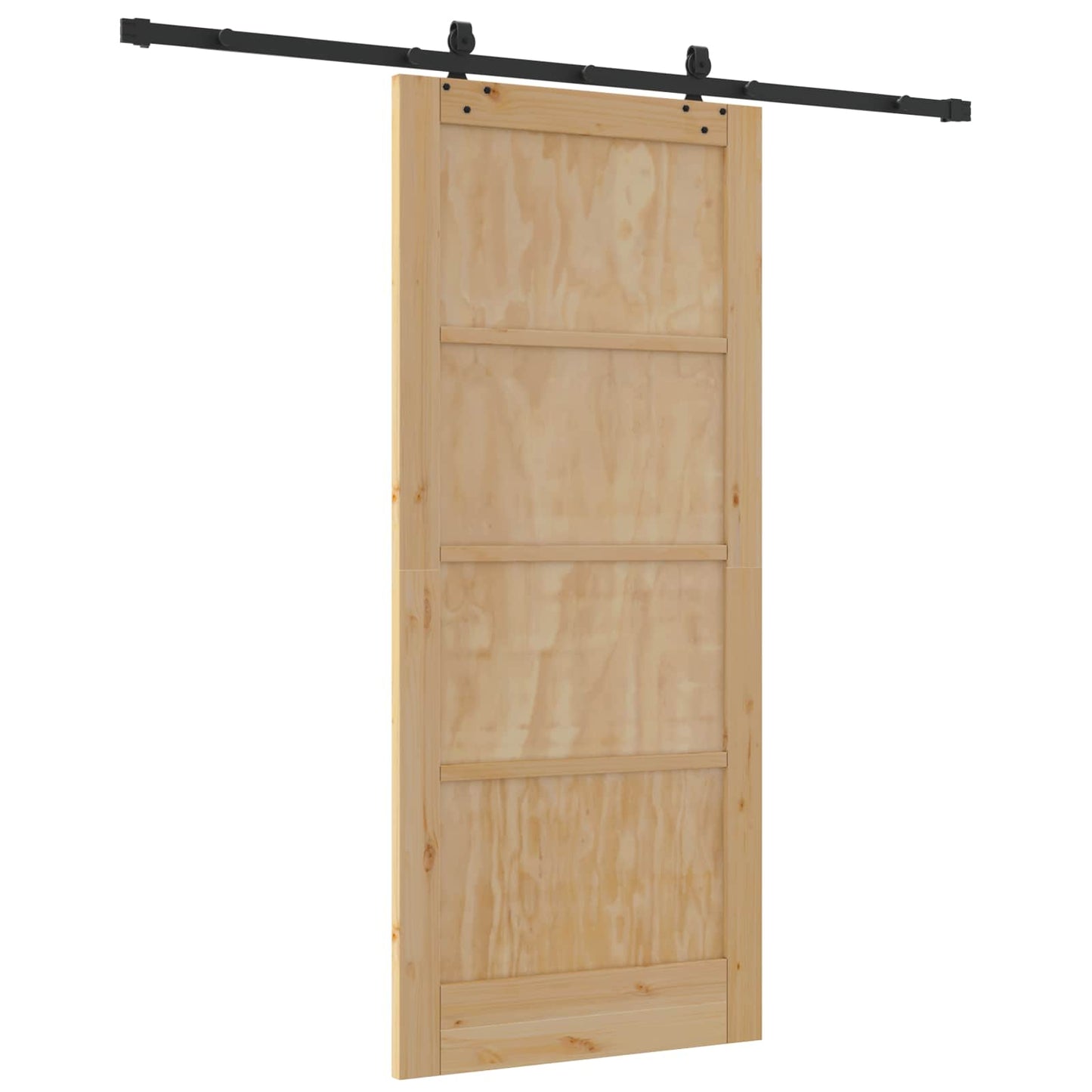 Sliding Door Natural and Black 86 x 198.5 cm Solid Pine Wood